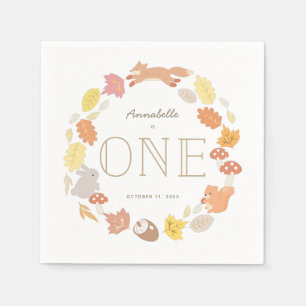 Servilleta De Papel Woodland Animals Wreath Fall 1er cumpleaños