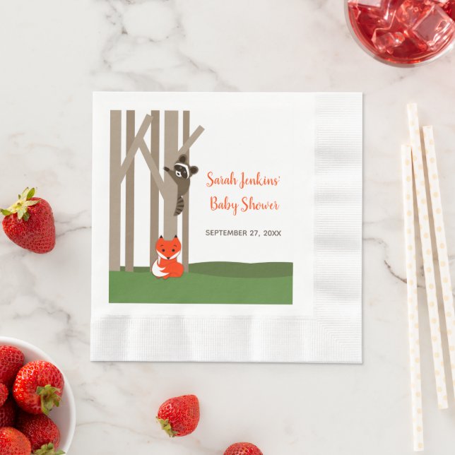 Servilleta De Papel Woodland Babies Baby Shower (In situ)