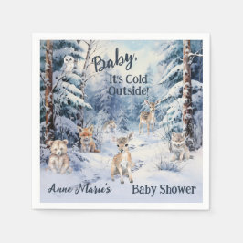 Servilleta De Papel Woodland Baby Animals Winter Boy Baby Shower