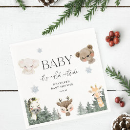 Servilleta De Papel Woodland Baby It's Cold fuera de Baby Shower