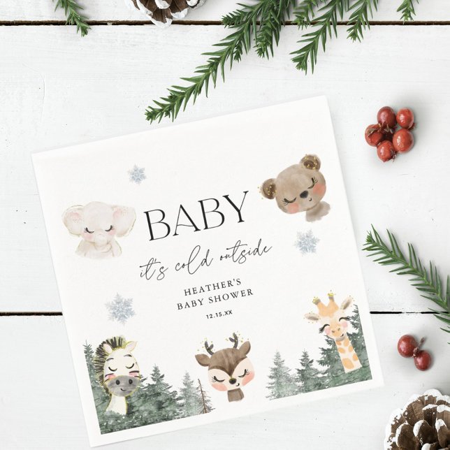 Servilleta De Papel Woodland Baby It's Cold fuera de Baby Shower (Subido por el creador)