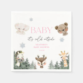 Servilleta De Papel Woodland Baby It's Frío fuera del Chica Baby Showe