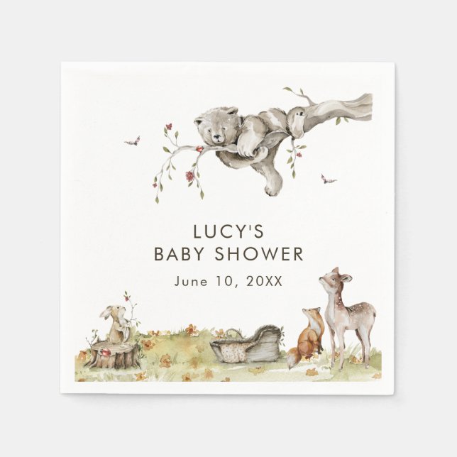Servilleta De Papel Woodland Baby Shower (Anverso)