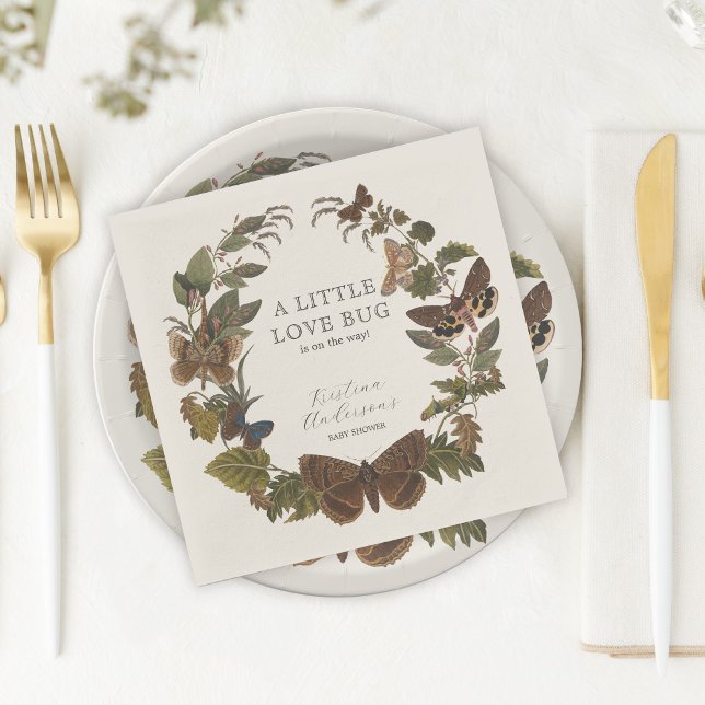 Servilleta De Papel Woodland Botanical Little Love Bug Baby Shower (Subido por el creador)