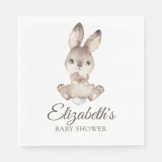 Servilleta De Papel Woodland Bunny Rabbit Baby Shower para niño o Chic