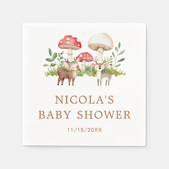 Servilleta De Papel Woodland Deer Baby Shower (Anverso)