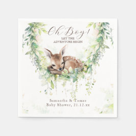 Servilleta De Papel Woodland Deer Forest Green Baby Boy Shower