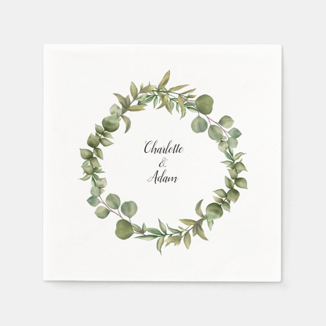 Servilleta De Papel Woodland Eucalyptus Greenery Boda (Anverso)