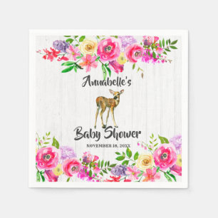 Servilleta De Papel Woodland Fawn Watercolor Floral Baby Shower