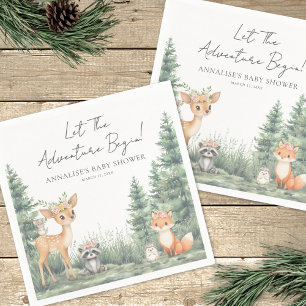 Servilleta De Papel Woodland Forest Animals Adventure Baby Shower