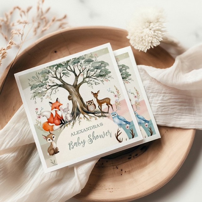 Servilleta De Papel Woodland Forest Animals Baby Shower (Subido por el creador)