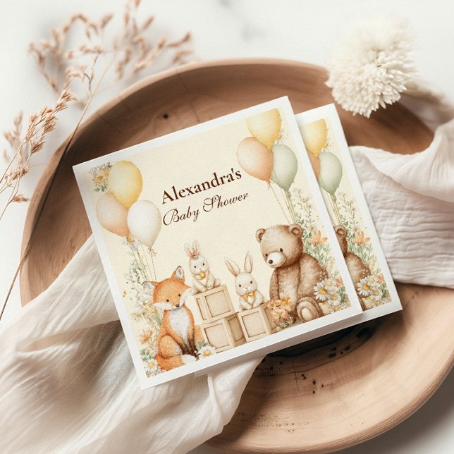 Servilleta De Papel Woodland Forest Animals Baby Shower (Subido por el creador)