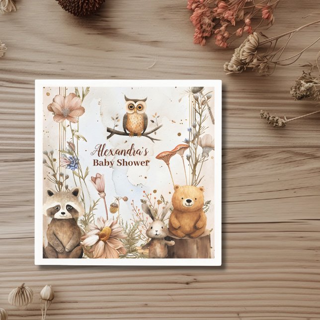 Servilleta De Papel Woodland Forest Animals Baby Shower (Subido por el creador)