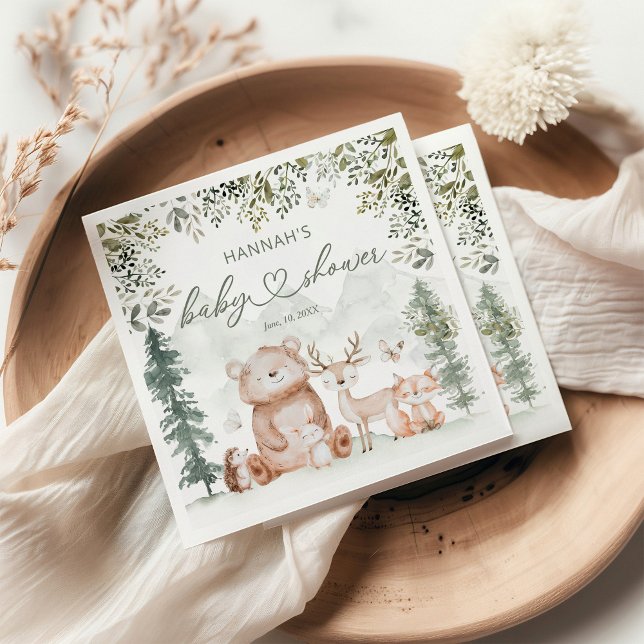 Servilleta De Papel Woodland Forest Animals Baby Shower (Subido por el creador)