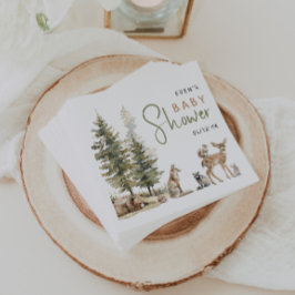 Servilleta De Papel Woodland Forest Animals Baby Shower Napkins