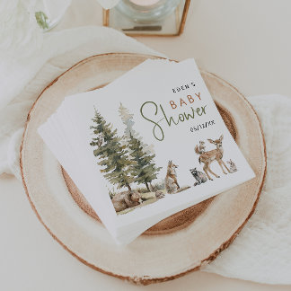 Servilleta De Papel Woodland Forest Animals Baby Shower Napkins