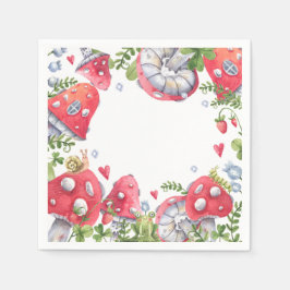 Servilleta De Papel Woodland Forest Watercolor Mushroom Kids Cumpleaño