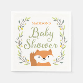 Servilleta De Papel Woodland Fox Baby Shower Napkins