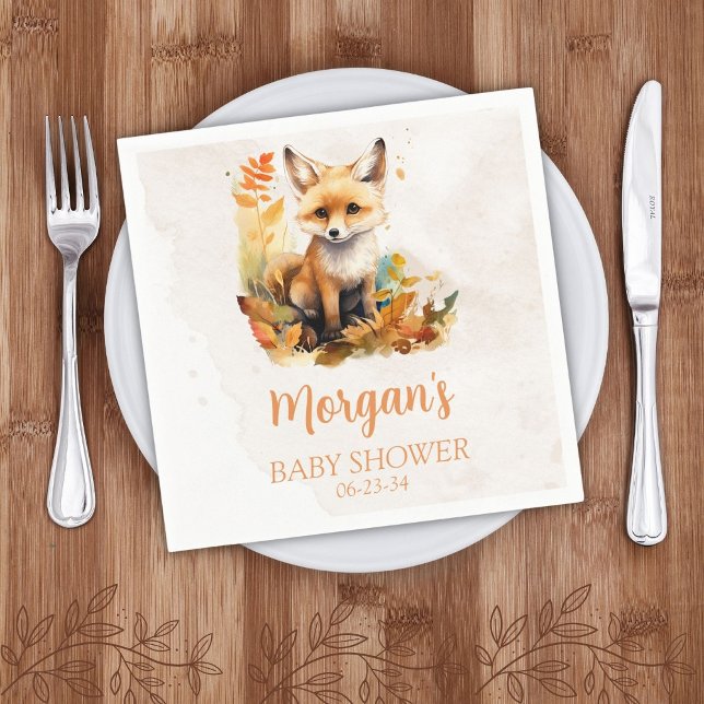 Servilleta De Papel Woodland Fox Cute Baby Shower (Subido por el creador)