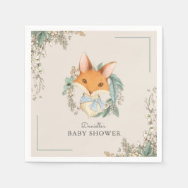 Servilleta De Papel Woodland Fox Cute Baby Shower para Boy