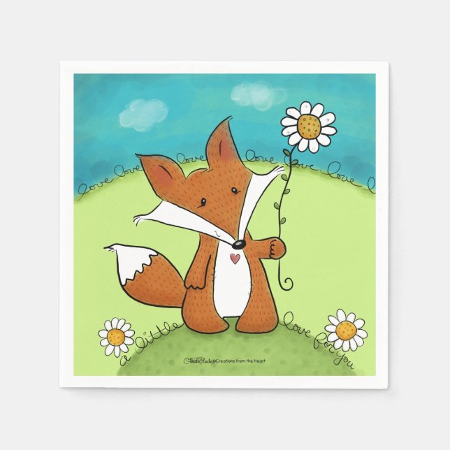 Servilleta De Papel Woodland Fox Little Love You (Anverso)