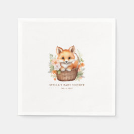Servilleta De Papel Woodland Fox Personalized Baby Shower Napkins
