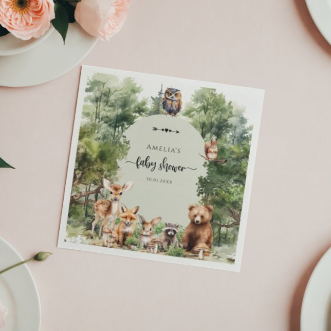 Servilleta De Papel Woodland Let the Adventure Begin Baby Shower (Subido por el creador)