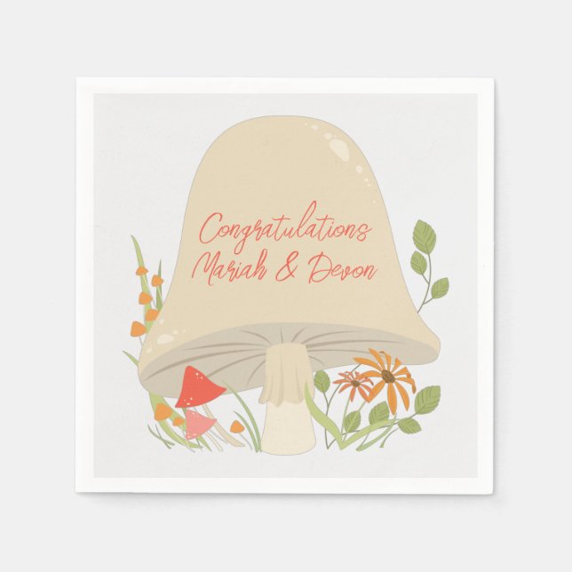 Servilleta De Papel Woodland Mushroom Baby Shower (Anverso)
