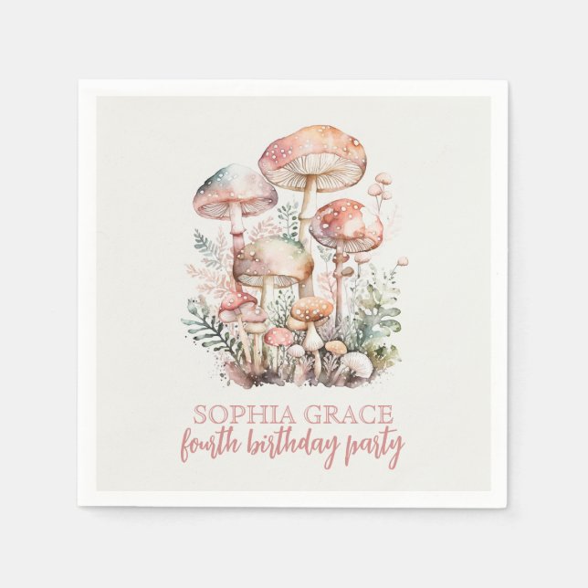 Servilleta De Papel Woodland Mushroom Rubor Niños Rosa Fiesta de cumpl (Anverso)