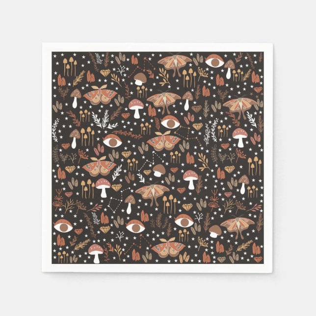 Servilleta De Papel Woodland Mushrooms Papel Napkins (Anverso)