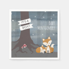 Servilleta De Papel Woodland Night Fox Boy Baby Shower