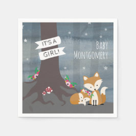Servilleta De Papel Woodland Night Fox Chica Baby Shower