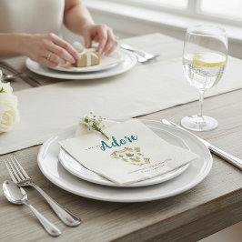 Servilleta De Papel Woodland Oak Leaf "Adore" Baby Shower Napkin