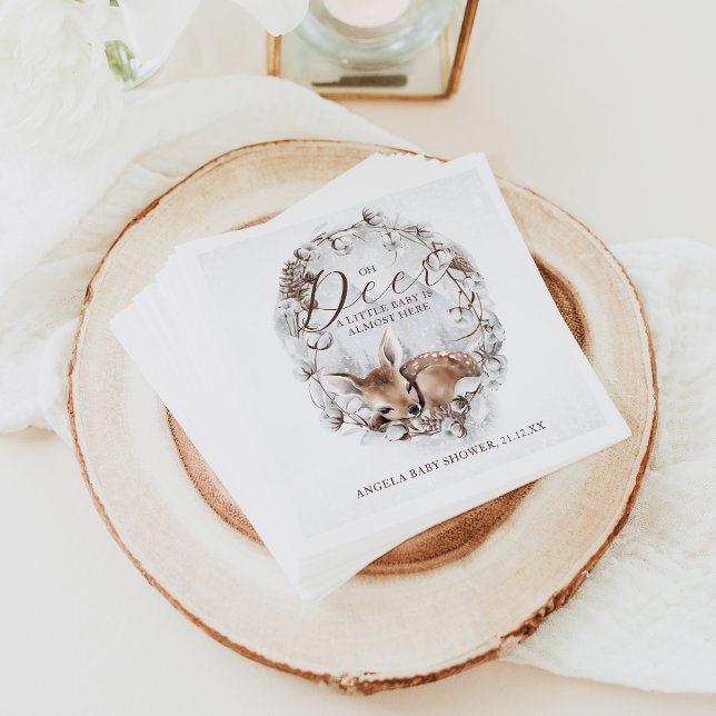 Servilleta De Papel Woodland Oh Deer Winter Baby Shower (Subido por el creador)