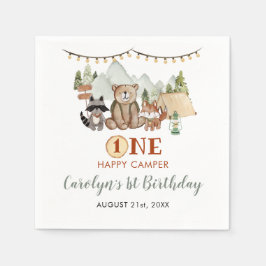 Servilleta De Papel Woodland One Happy Camper First Birday Paper