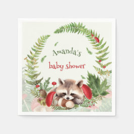 Servilleta De Papel Woodland Raccoon Baby Shower