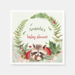 Servilleta De Papel Woodland Raccoon Baby Shower