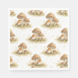 Servilleta De Papel Woodland Robin & Mushroom
