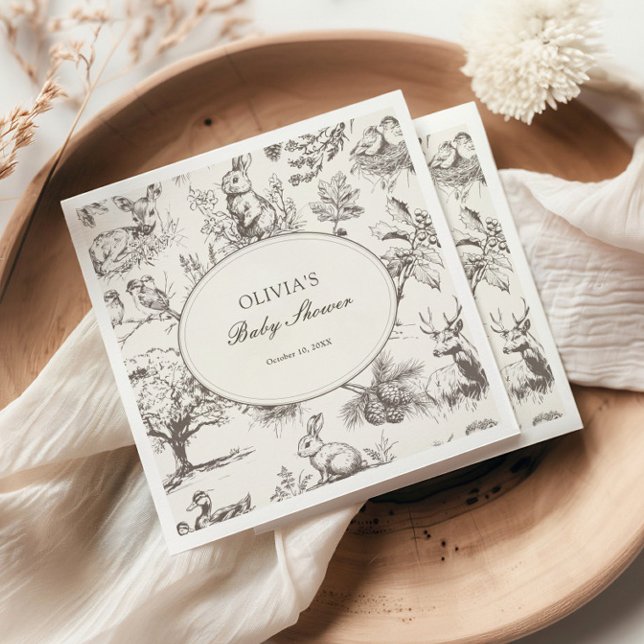 Servilleta De Papel Woodland Sketch Allover Print Baby Shower (Subido por el creador)