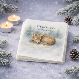 Servilleta De Papel Woodland Sleeping Baby Deer Winter Baby Shower