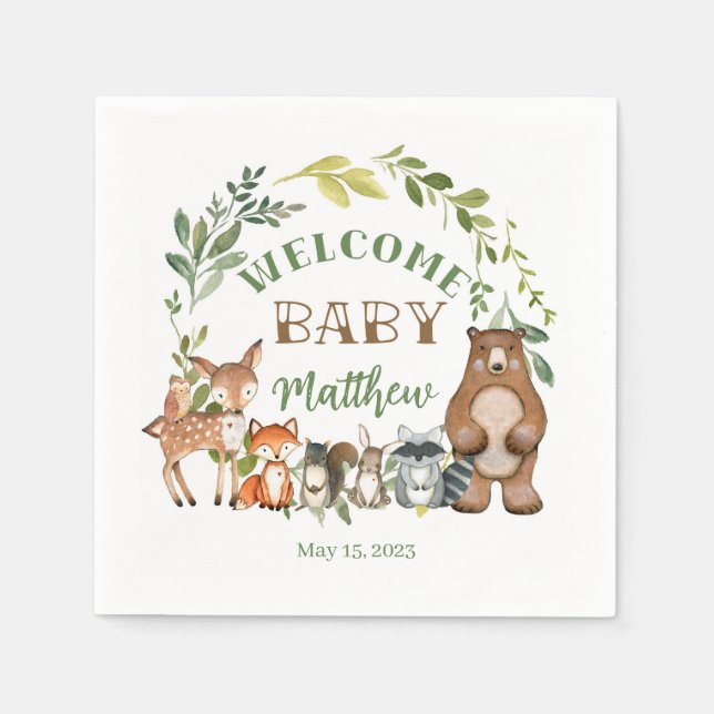 Servilleta De Papel Woodland Themed Paper Party Napkins (Anverso)