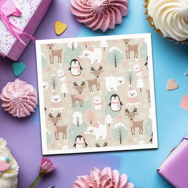 Servilleta De Papel Woodland Whimsical Forest Animals Winter (Subido por el creador)