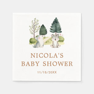 Servilleta De Papel Woodland Wolf Baby Shower