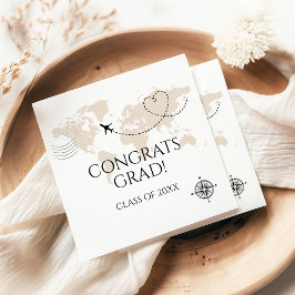 Servilleta De Papel World map congrats grad wanderlust class of