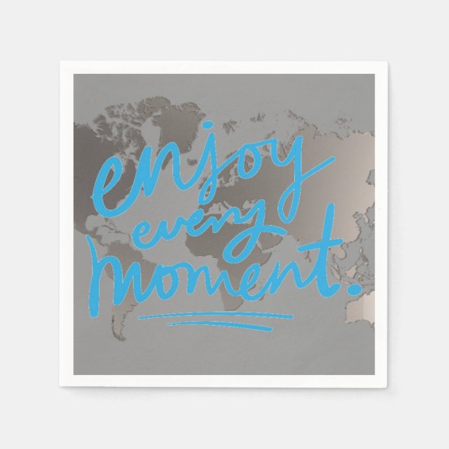 Servilleta De Papel World Map Enjoy Every Momote Quote Paper Napkins (Anverso)