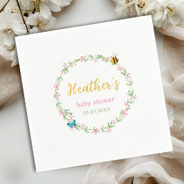 Servilleta De Papel Wreath, Baby Shower de abeja y mariposa