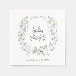 Servilleta De Papel Wreath Botánica Floral de acuarela | Baby Shower