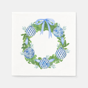 Servilleta De Papel Wreath de Chinoiserie azul y blanco, molinero
