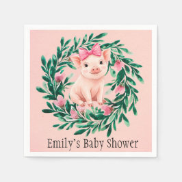 Servilleta De Papel Wreath de color de agua con Baby Shower Chica de L