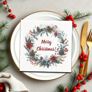 Servilleta De Papel Wreath de pieles florales de invierno